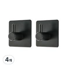 엘트리 접착식 모던 매직 후크, 블랙, 4개