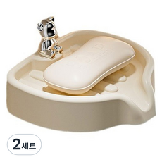 THE ZAKKA 小熊肥皂瀝水架 + 保護膜套組, 2套, 象牙白