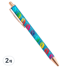 微笑可愛答謝禮用裝飾原子筆 1mm, 2個, 唇印藍