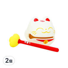 可愛招財貓小木魚, ABS材質 滴膠工藝, 三色可選, 2個