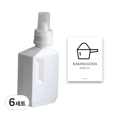 아토소 세탁세제 소분 디스펜서 650ml + 베이킹소다 라벨 1p, 화이트, 6세트