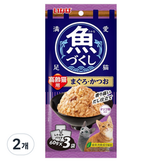 이나바 고양이 시니어용 생선 가득 파우치 TCR-177, 혼합맛(참치/가다랑어), 180g, 2개