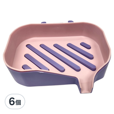 可壁掛雙層瀝水肥皂盒，PP材質，尺寸13x9x3cm，顏色隨機, 6個