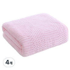 디어까사 부드러운 스트라이프 샤워 바스타올 대형 70 x 140 cm, 엠보 라이트핑크, 4개