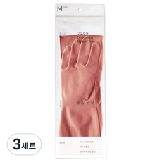 생활공작소 라텍스 고무장갑 일반형, 핑크, 중(M), 3개
