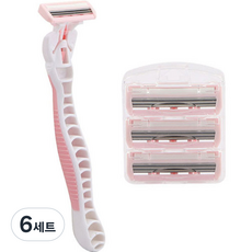 에이치픽 휴대용 6중날 면도기 + 리필 날 3p 세트 핑크, 6세트