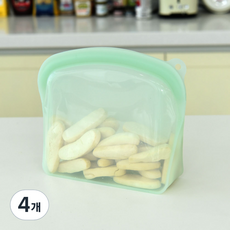 프렐류드 멜로우 실리콘 지퍼백 1200ml 민트, 4개, 단품