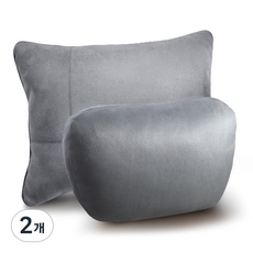 삼에스 차량용 목쿠션 + 허리쿠션, 그레이, 2개