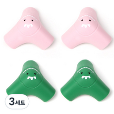 Elloshio恐龍護角器 黑色 2入+粉色 2入, 3組, 綠色+粉色