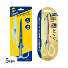 Peace Tools 藍色鈦金蓋剪刀+彩色鈦金蓋剪刀組, 綠色, 5套