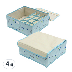 피키픽스 옷장정리 2in1 다용도 수납함, 4개, 블루체리