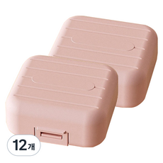 Goems 馬卡龍色藥丸收納盒 粉紅色 7.8 x 7.8 x 3.5 cm, 12個