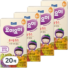 요미요미 주스, 혼합맛(사과/배/포도), 125ml, 20개