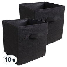 綠色折疊式不織布收納箱整理箱, 10個, 黑色