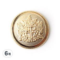 男士西裝盾牌鈕扣 15mm, 金色, 6個