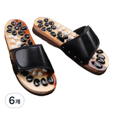 Okoro 鵝卵石足部按摩拖鞋 270~275mm, 黑色, 6個