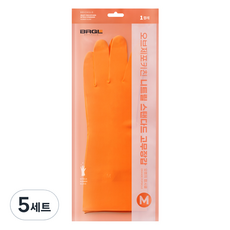 브릭글로 안찢어지는 니트릴 고무장갑 오브제포키친, 오렌지팝시클, 중(M), 5세트