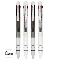 핑크풋 슬림볼 3색 볼펜 2종 x 2p세트 0.7mm, 화이트, 블랙, 4세트