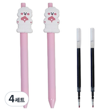 DONNAANDFRIENDS 卡通軟膠原子筆 Dona + 筆芯組 0.5mm, 粉紅色, 4套