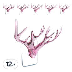 The Living 衣架 玄關裝飾 鹿裝飾 壁掛鉤, 12個, 粉色