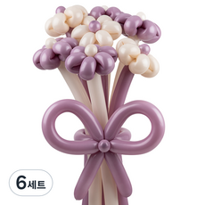 셈퍼텍스 요술풍선 데이지 튤립 꽃다발 만들기 세트, 더스크 크림라벤더 2색혼합, 6세트