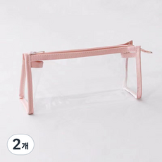 씨티컴퍼니 투명 방수 펜 케이스 필통, 핑크, 2개