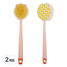 Dajeongdagam 身體刷 雙面毛巾型 + 雙面刷頭型 套組, 粉紅色, 2套