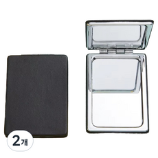 찐웨이 데일리 견고한 손거울 8.5 x 6.2 cm, PU스퀘어블랙, 2개