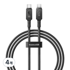 베이스어스 언브레이커블 내구성 고속충전 케이블 Type-C to Type-C 100W, 1m, 블랙, 4개