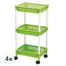 JUSKU 佳斯捷 滑輪多麗物品架 3層, 4個, 綠色