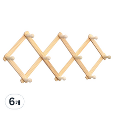 Lala工房 原木伸縮式衣架 中型, 原木色, 6個