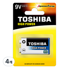 TOSHIBA 東芝 鹼性9V電池, 1入, 4個