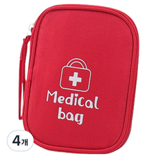 소담몰 심플 편리한 여행용 구급 파우치 레드 스몰 15 x 11 x 2 cm, 4개