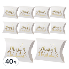 모던앳 크리스마스 금박 선물 상자, 화이트, 40개