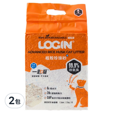 LOGIN 洛格 稻殼珍珠砂 6L (2.5kg/包) 無香 貓砂, 2包