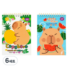 유아용 카피바라 미니 색칠놀이 2종 세트, B6, 6세트