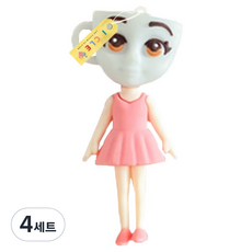 아이끌레 이탈리안 브레인롯 피규어 발레리나 카푸치나+스트랩 키링세트, 4세트