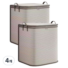 大容量棉被衣物布料收納箱, 4個, 卡其灰色