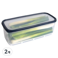 附瀝水盤大蔥長方形密封保鮮盒 4.8L, 2個, 單品