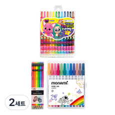 地球化學 碰碰狐 奇幻之星 12色色鉛筆 + Tukovi Coma 三角橡皮擦鉛筆 TC-208 B + Monami 超級簽字筆 12色, 混合色, 2套