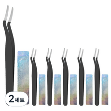 Baummiru 睫毛鑷子 6入 + 卡片 6入 套組 提示, 2套, 黑色