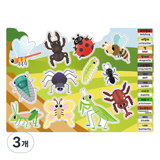 유아용 찰떡 놀이 스티커, 찰떡 곤충 스티커, 3개