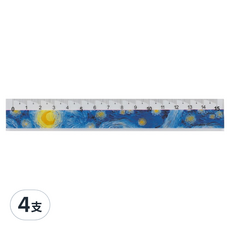 珠友文化 溝引尺 15cm, 梵谷 星夜, 4支