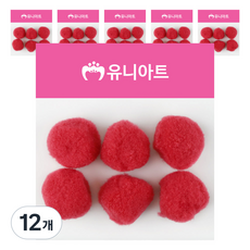 유니아트 1000 퐁퐁 40mm, 빨강, 12개
