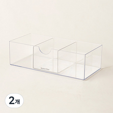 Market Plan Pure Clear 透明多用途三格化妝品收納盒