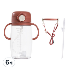랄라비 플러스 트라이탄 빨대컵 세트, 350ml, 6개, Red