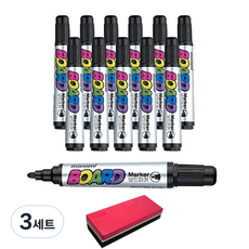 Monami 白板筆 B 12入 + Tucoby 板擦組, 黑色, 3套