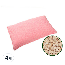 친환경편백아트 큐브칩 순면 천연염색 편백 베이지 베개, 핑크, 4개