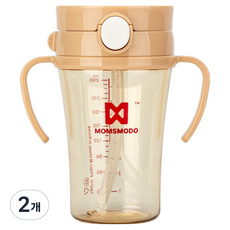 맘스모도 유아용 PPSU 원터치 이지 빨대컵, 250ml, 2개, 베이지