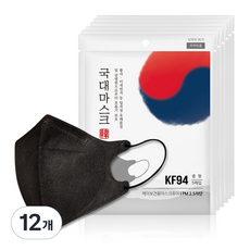 국대마스크 황사 미세먼지 마스크 2D 중형 KF94, 5개입, 12개, 검정색